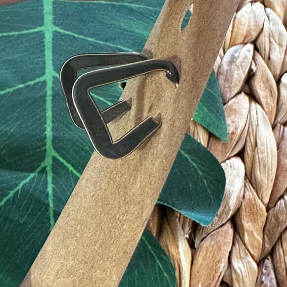 BOGO FREE MODERN TRIANGLE BRASS HOOP EARRINGS - Picture 3 of 5